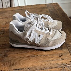New Balance Cream and White Sneakers